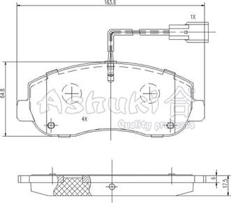 Ashuki N009-43 - Тормозные колодки, дисковые, комплект unicars.by