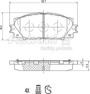 Ashuki T114-55 - Тормозные колодки, дисковые, комплект unicars.by