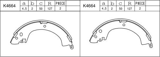 Asimco K4664 - Комплект тормозных колодок, барабанные unicars.by