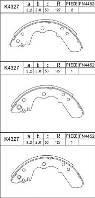 Asimco K4327 - Комплект тормозных колодок, барабанные unicars.by