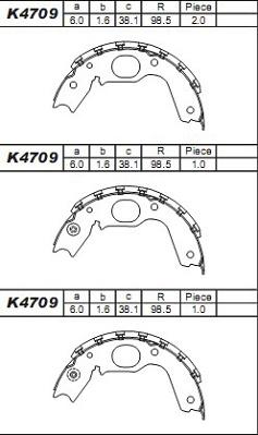 Asimco K4709 - Комплект тормозных колодок, барабанные unicars.by