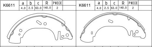 Asimco K6611 - Комплект тормозных колодок, барабанные unicars.by