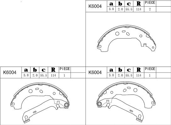 Asimco K6004 - Комплект тормозных колодок, барабанные unicars.by