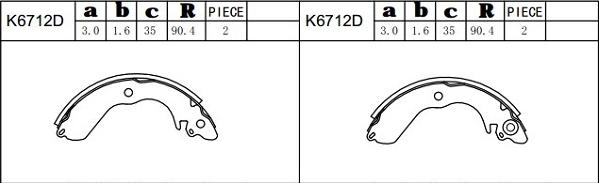 Asimco K6712D - Комплект тормозных колодок, барабанные unicars.by