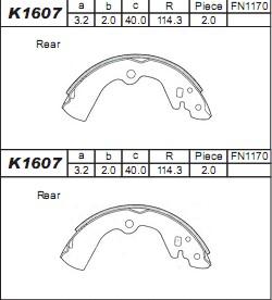 Asimco K1607 - Комплект тормозных колодок, барабанные unicars.by