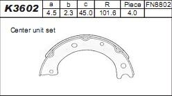 Asimco K3602 - Комплект тормозов, ручник, парковка unicars.by