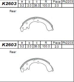 Asimco K2603 - Комплект тормозных колодок, барабанные unicars.by