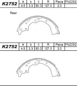 Asimco K2752 - Комплект тормозных колодок, барабанные unicars.by