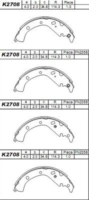 Asimco K2708 - Комплект тормозных колодок, барабанные unicars.by