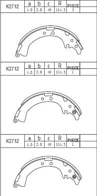 Asimco K2712 - Комплект тормозных колодок, барабанные unicars.by