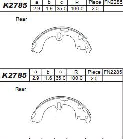 Asimco K2785 - Комплект тормозных колодок, барабанные unicars.by