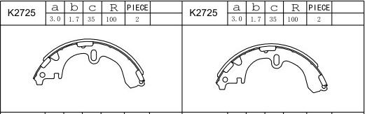 Asimco K2725 - Комплект тормозных колодок, барабанные unicars.by