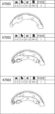 Asimco K7003 - Комплект тормозных колодок, барабанные unicars.by