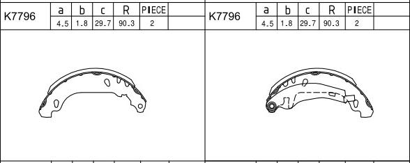 Asimco K7796 - Комплект тормозных колодок, барабанные unicars.by