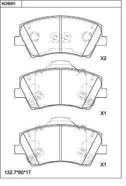 Asimco KD9091 - Тормозные колодки, дисковые, комплект unicars.by