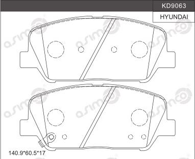 Asimco KD9063 - Тормозные колодки, дисковые, комплект unicars.by