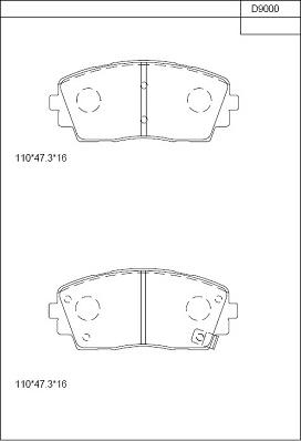 Asimco KD9000 - Тормозные колодки, дисковые, комплект unicars.by