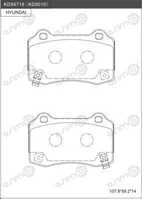 Asimco KD9010 - Тормозные колодки, дисковые, комплект unicars.by