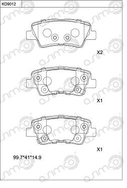 Asimco KD9012 - Тормозные колодки, дисковые, комплект unicars.by