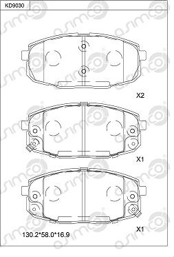 Asimco KD9030 - Тормозные колодки, дисковые, комплект unicars.by