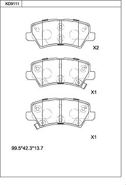 Asimco KD9111 - Тормозные колодки, дисковые, комплект unicars.by