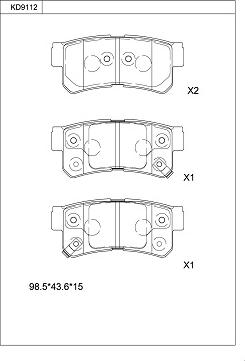 Asimco KD9112 - Тормозные колодки, дисковые, комплект unicars.by