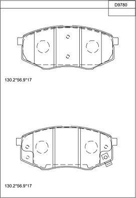 Asimco KD9780 - Тормозные колодки, дисковые, комплект unicars.by