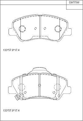 Asimco KD9775W - Тормозные колодки, дисковые, комплект unicars.by