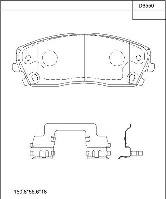 Asimco KD6550 - Тормозные колодки, дисковые, комплект unicars.by