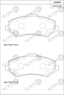 Asimco KD6566 - Тормозные колодки, дисковые, комплект unicars.by