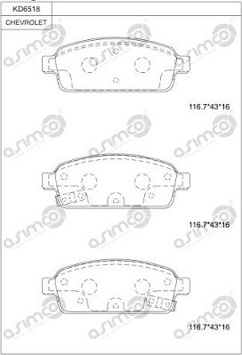 Asimco KD6518 - Тормозные колодки, дисковые, комплект unicars.by