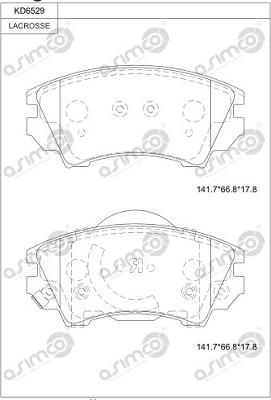 Asimco KD6529 - Тормозные колодки, дисковые, комплект unicars.by