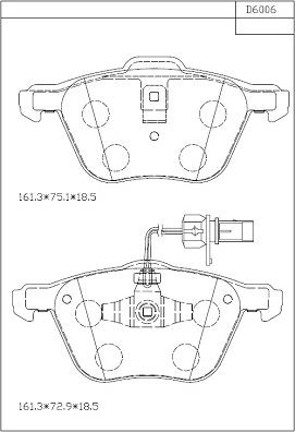 Asimco KD6006 - Тормозные колодки, дисковые, комплект unicars.by