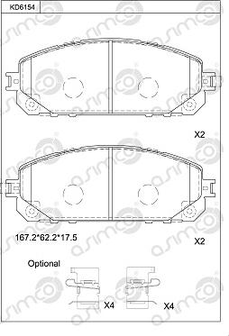 Asimco KD6154 - Тормозные колодки, дисковые, комплект unicars.by