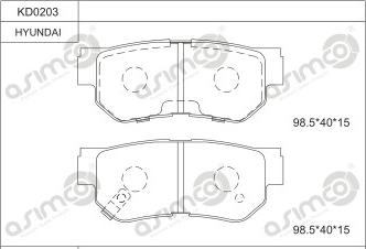 Asimco KD0203 - Тормозные колодки, дисковые, комплект unicars.by