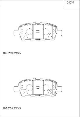 Asimco KD1554 - Тормозные колодки, дисковые, комплект unicars.by