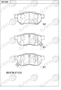 Asimco KD1048 - Тормозные колодки, дисковые, комплект unicars.by