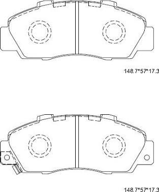 Asimco KD1758 - Тормозные колодки, дисковые, комплект unicars.by