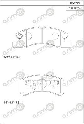 Asimco KD1723 - Тормозные колодки, дисковые, комплект unicars.by