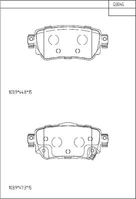 Asimco KD3045 - Тормозные колодки, дисковые, комплект unicars.by