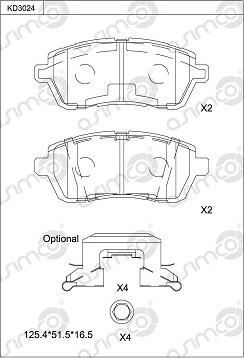 Asimco KD3024 - Тормозные колодки, дисковые, комплект unicars.by