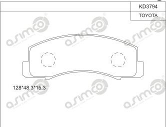 Asimco KD3794 - Тормозные колодки, дисковые, комплект unicars.by