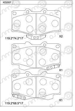 Asimco KD2007 - Тормозные колодки, дисковые, комплект unicars.by