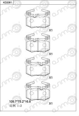 Asimco KD2081 - Тормозные колодки, дисковые, комплект unicars.by