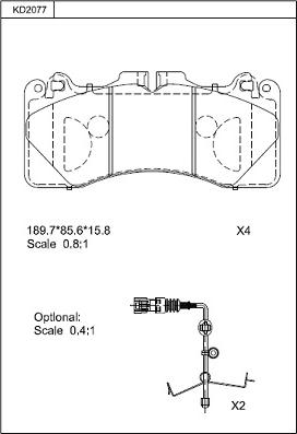 Asimco KD2077 - Тормозные колодки, дисковые, комплект unicars.by