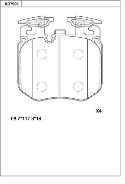 Asimco KD7906 - Тормозные колодки, дисковые, комплект unicars.by