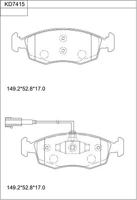 Asimco KD7415 - Тормозные колодки, дисковые, комплект unicars.by