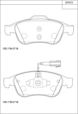 Asimco KD7413 - Тормозные колодки, дисковые, комплект unicars.by