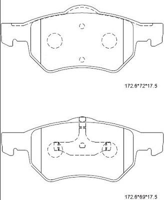 Asimco KD7525 - Тормозные колодки, дисковые, комплект unicars.by