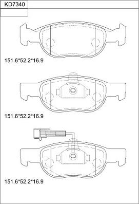 Asimco KD7340 - Тормозные колодки, дисковые, комплект unicars.by